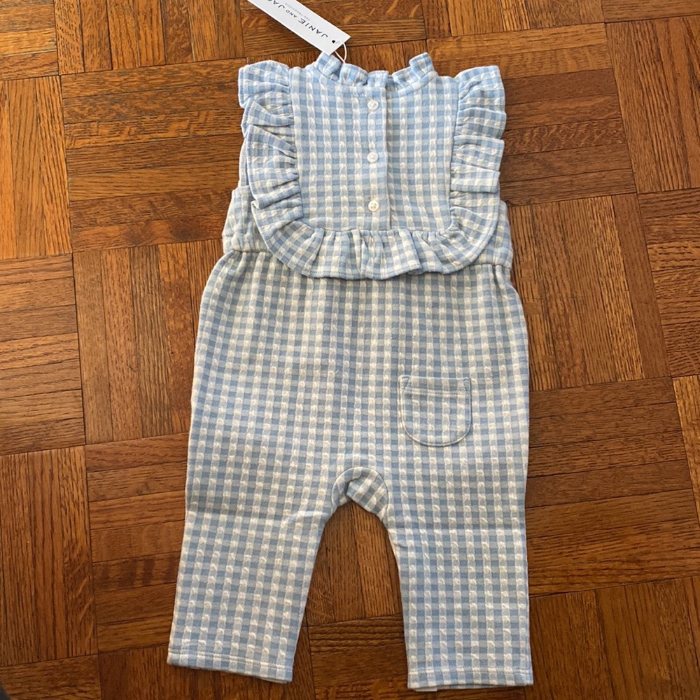 Janie and Jack Blue and white checkered romper - Picture 6 of 6